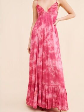 Free People | Dresses | Free People Dixie Maxi Dress V Neck Smocked  Embroidered Lace Twilight Blue Xs | Poshmark